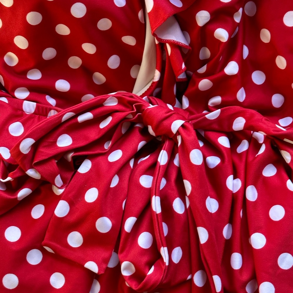 Red and White Polka Dotted One Piece Swimsuit 1X NWOT - Picture 6 of 6
